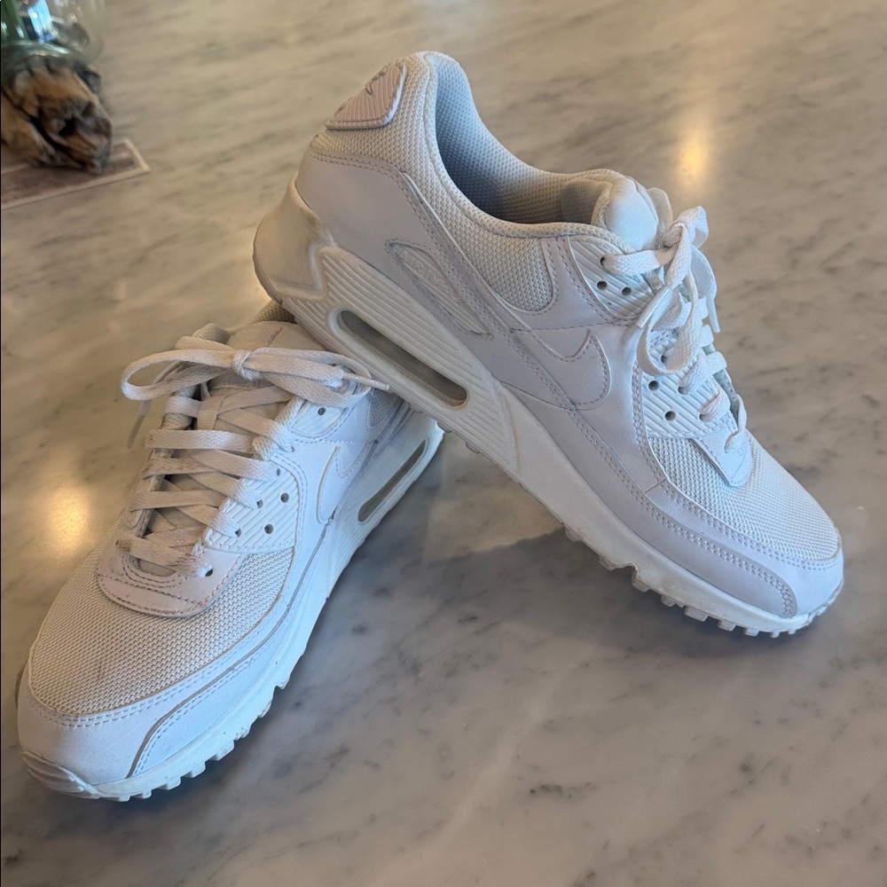 Nike Men's AirMax 90 Triple White Sneakers